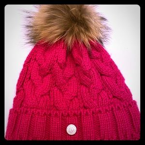 Bogner Fire and Ice Knit hat with Raccoon Fur Pom